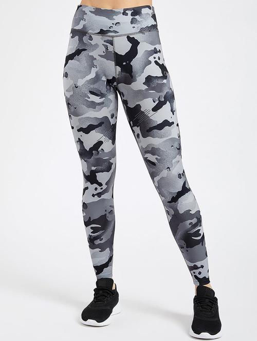 grey printed ankle length active wear tights - 19202684 - Very Small Image - 1