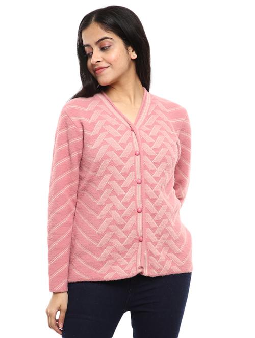 self design acrylic wool cardigan - 19204920 - Very Small Image - 1