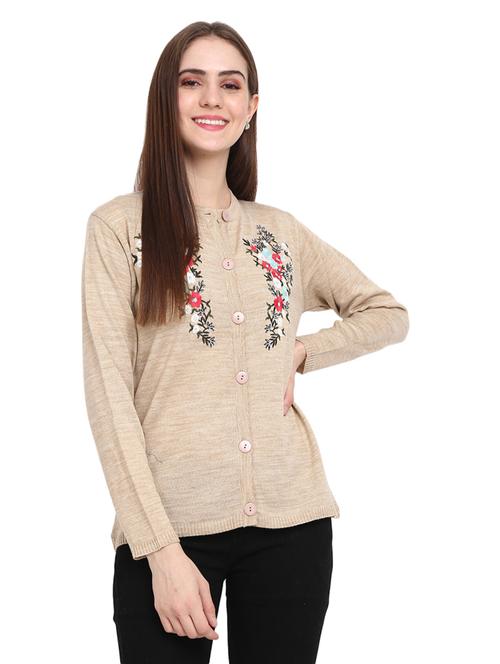 self design acrylic wool cardigan - 19204979 - Very Small Image - 1