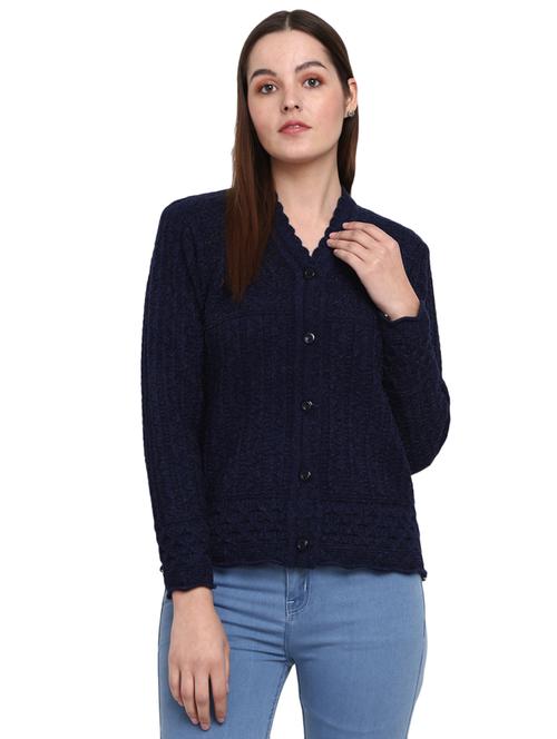 button up self design cardigan v - 19204997 - Very Small Image - 1