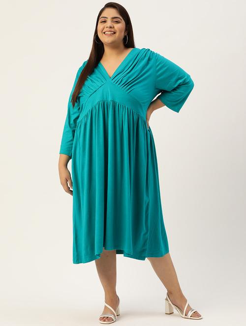 women's fit & flare solid dress - 19205070 - Very Small Image - 1