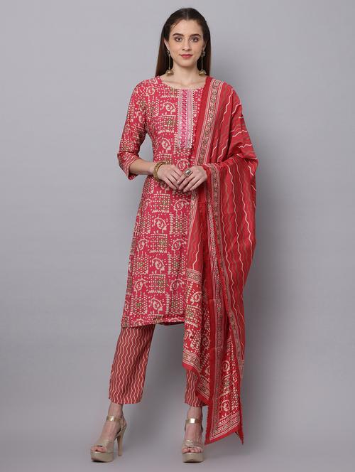 pink  printed kurta dupatta set - 19205093 - Very Small Image - 1
