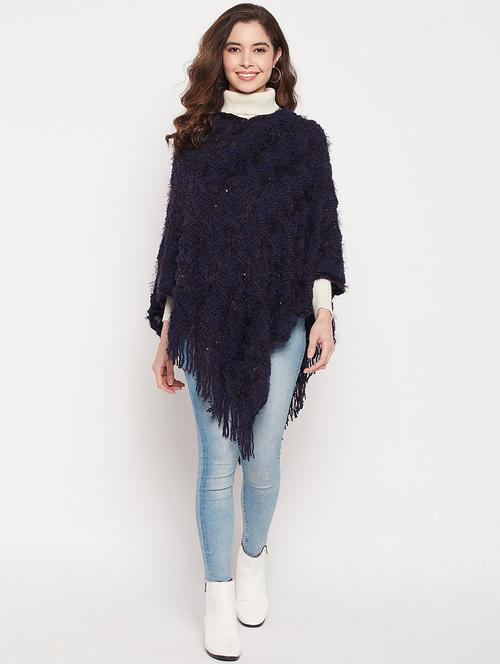 dark blue wool poncho - 19207429 - Very Small Image - 1