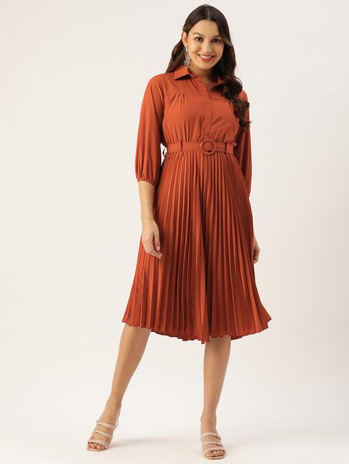 women's fit & flare solid dress - 19207986 - Very Small Image - 1