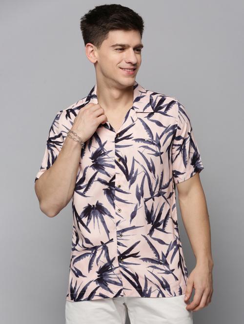 mens leaf print casual shirt - 19208185 - Very Small Image - 1