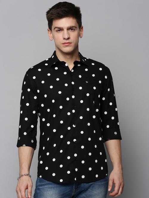 mens polka dots casual shirt - 19208245 - Very Small Image - 1