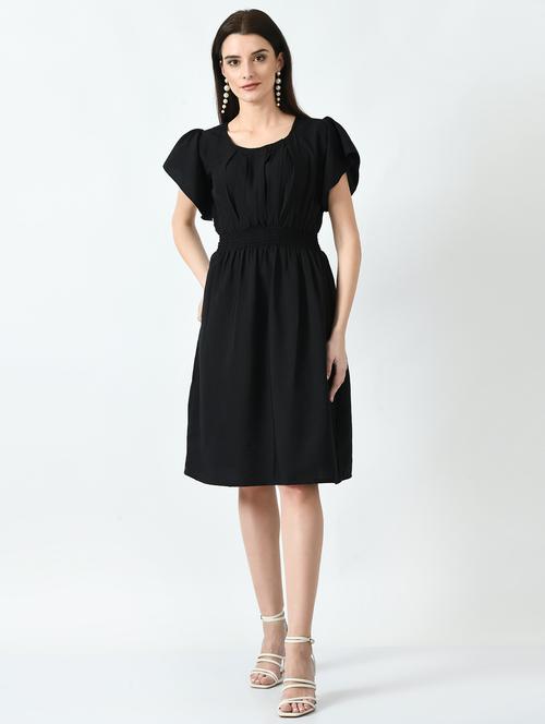 women's fit & flare solid dress - 19208415 - Very Small Image - 1