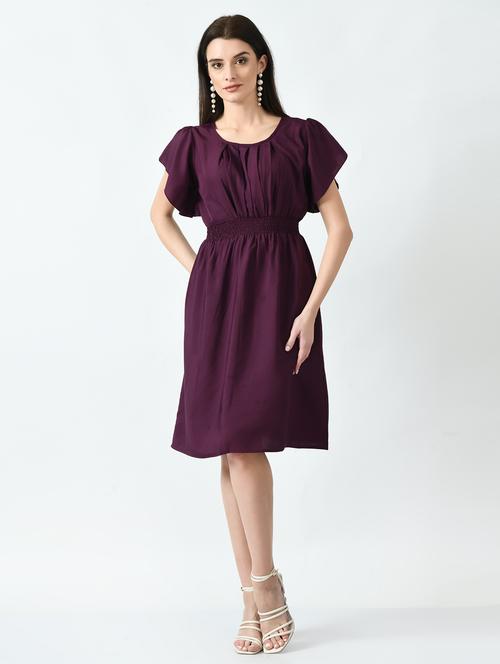 women's fit & flare solid dress - 19208419 - Very Small Image - 1