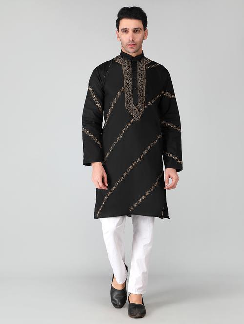 black cotton long kurta - 19208489 - Very Small Image - 1