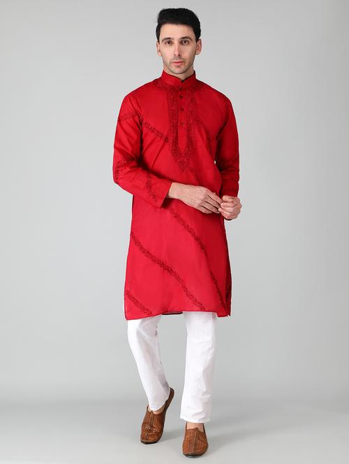 mandarin neck cotton long kurta - 19208494 - Very Small Image - 1