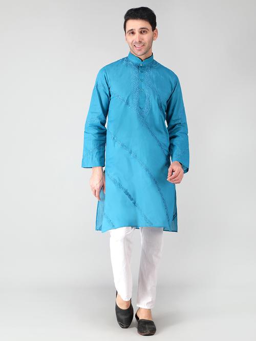 mandarin neck cotton long kurta - 19208495 - Very Small Image - 1