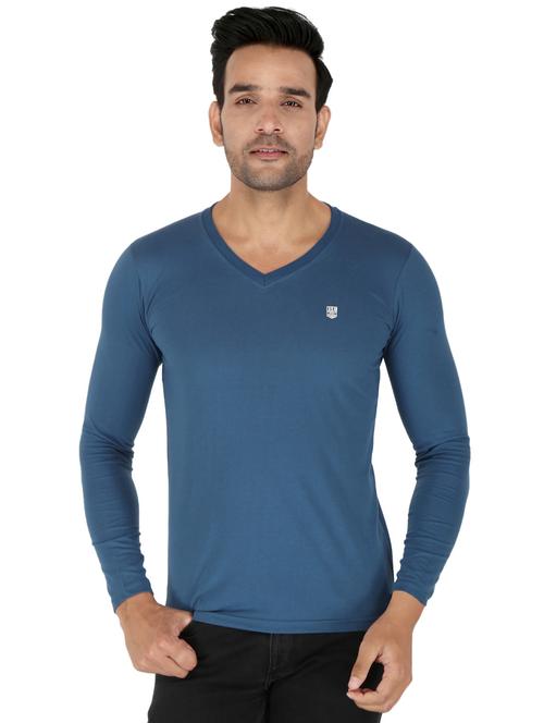 blue solid t-shirt - 19214804 - Very Small Image - 1