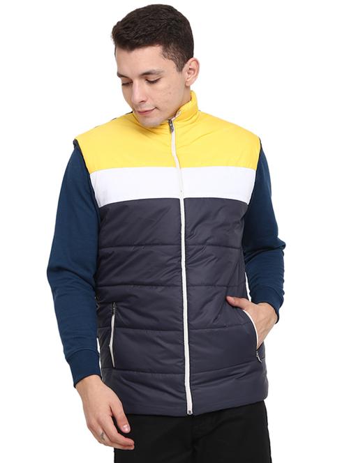 color block stand collar solid casual jacket - 19214946 - Very Small Image - 1