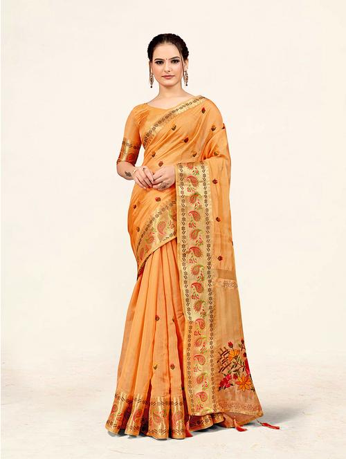 self design woven saree with blouse - 19218070 - Very Small Image - 1