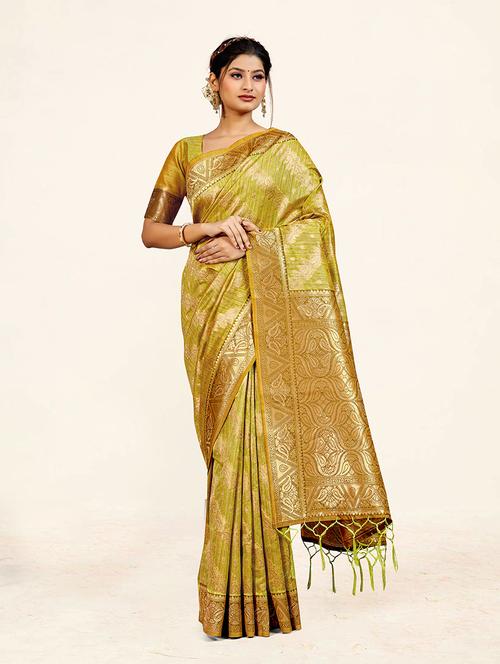 women's self design lemon colored saree - 19218120 - Very Small Image - 1