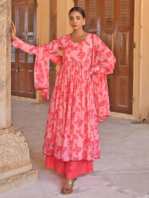women pink long sleeve kurta pant with dupatta set - 19218484 - Very Small Image - 1