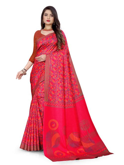 abstract printed saree with blouse - 19219088 - Very Small Image - 1