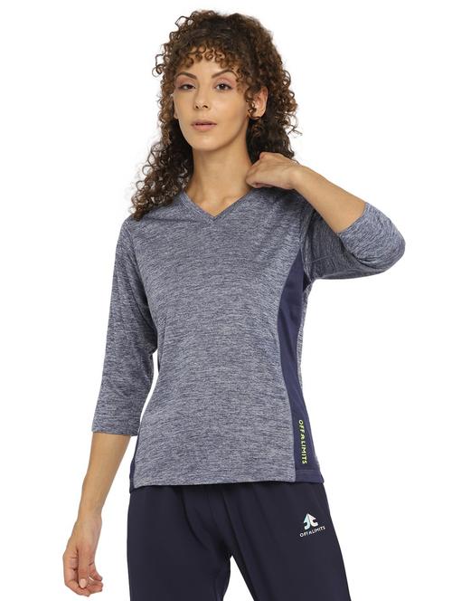 women's color block v neck t-shirt - 19219599 - Very Small Image - 1