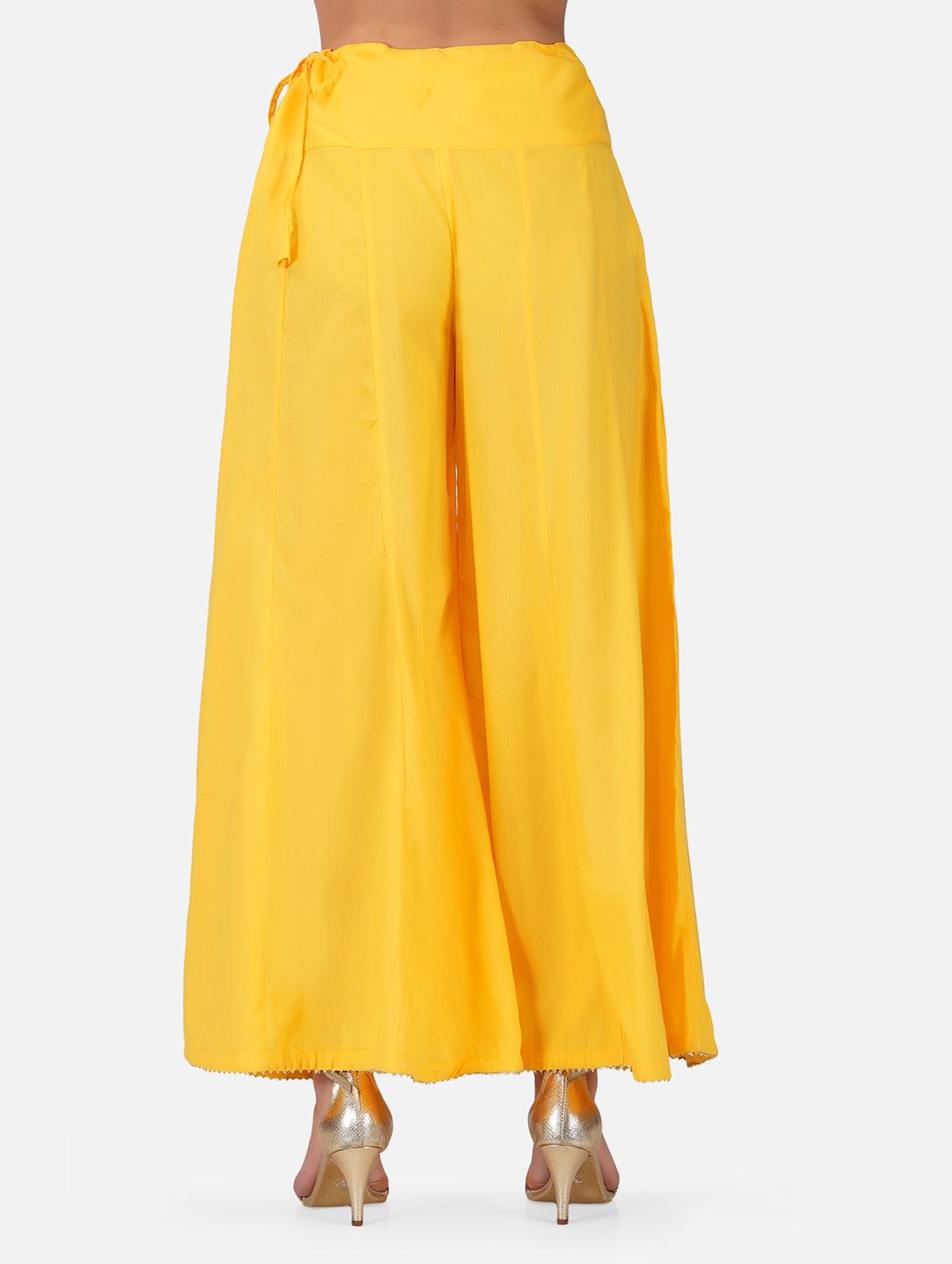 yellow cotton palazzos - 19219620 - Standard Image - 3