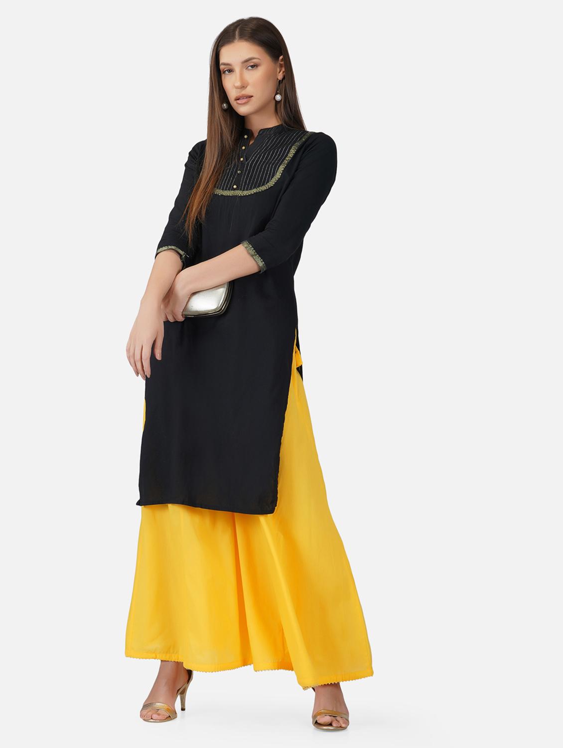 yellow cotton palazzos - 19219620 - Standard Image - 5