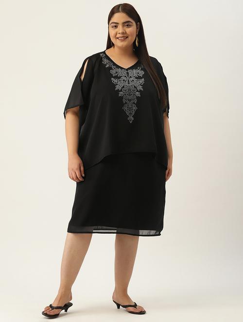women's layered knee length dress - 19220241 - Very Small Image - 1