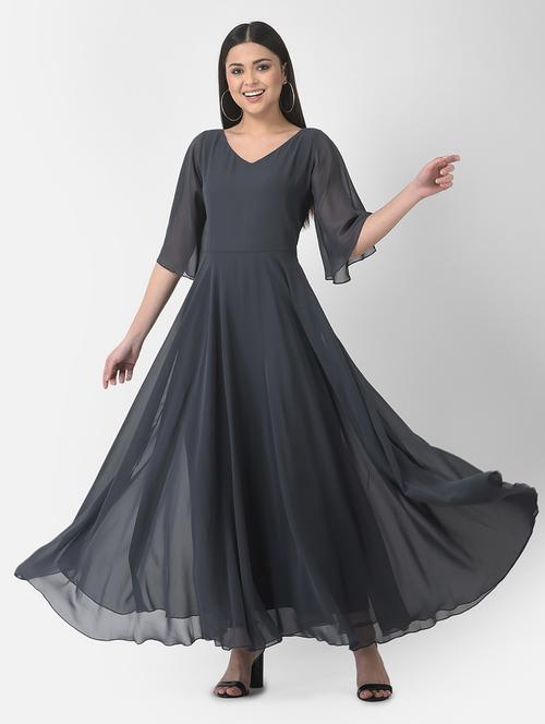 women's ruffle solid dress - 19220254 - Very Small Image - 1