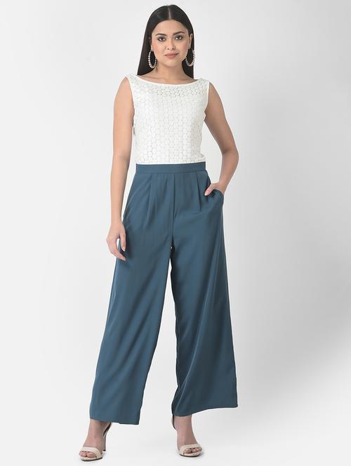 boat neck color block full leg jumpsuit - 19220267 - Very Small Image - 1