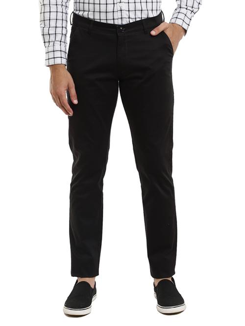 black solid flat front casual trouser - 19220357 - Very Small Image - 1