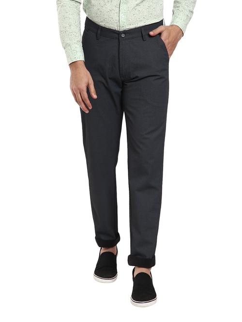 grey solid flat front casual trouser - 19220429 - Very Small Image - 1