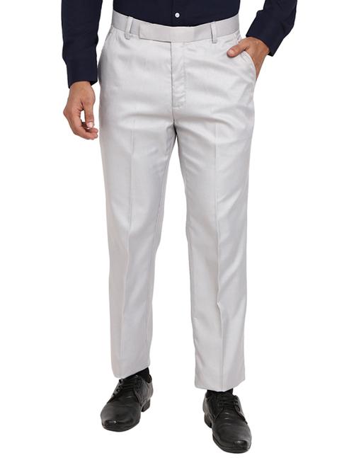 grey solid flat front formal trouser - 19220618 - Very Small Image - 1