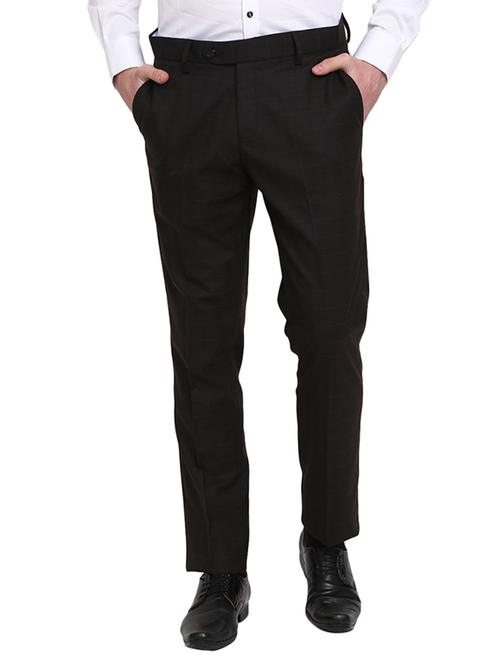 brown solid flat front formal trouser - 19220642 - Very Small Image - 1