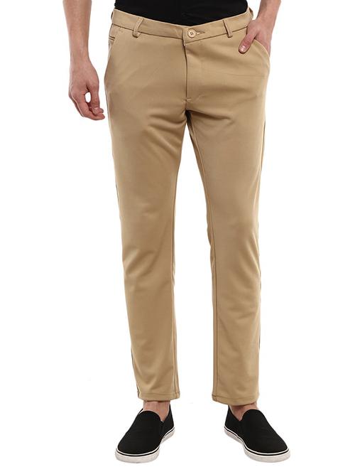 brown solid flat front formal trouser - 19220754 - Very Small Image - 1