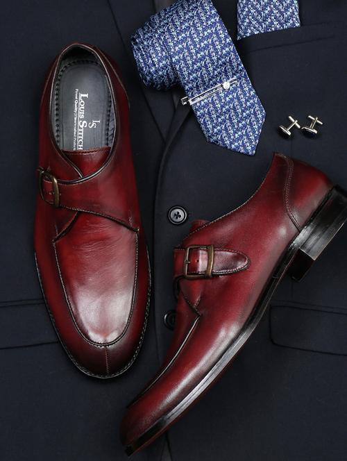 red leather slip on monk straps - 19220833 - Very Small Image - 1