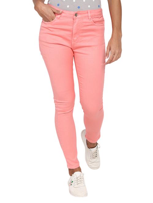 women solid pink skinny fit jeans - 19220899 - Very Small Image - 1