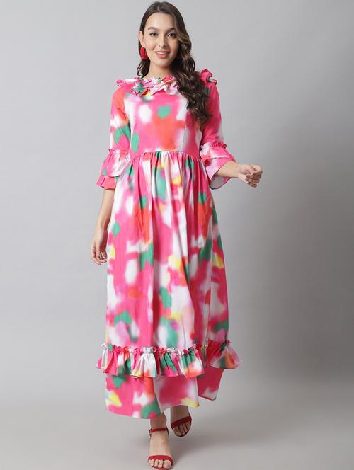 women's tiered dress animal print dress - 19221007 - Very Small Image - 1