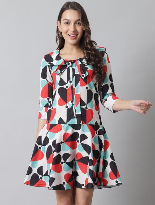 women's fit & flare abstract dress - 19221009 - Very Small Image - 1