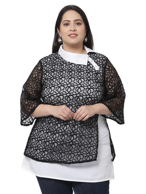 women's straight mandarin neck top - 19221532 - Very Small Image - 1