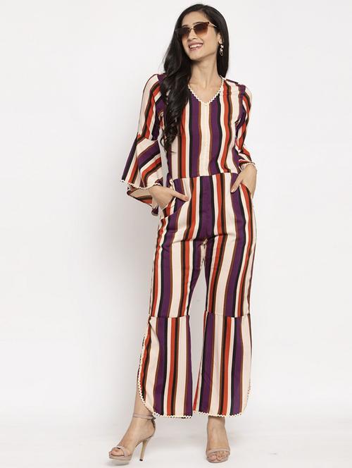 stripes full leg jumpsuit - 19221582 - Very Small Image - 1