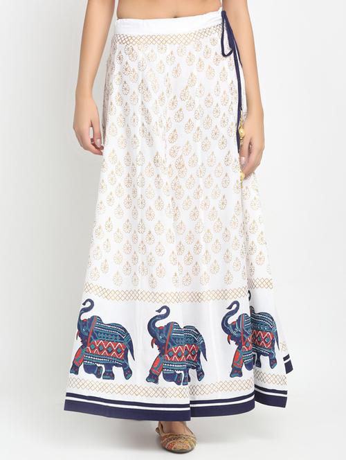 white printed flared skirt - 19221655 - Very Small Image - 1