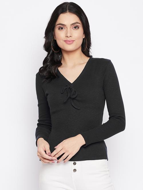 women's straight v neck top - 19221667 - Very Small Image - 1