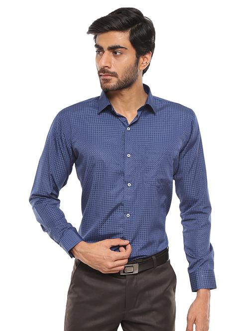 blue checkered formal shirt - 19222660 - Very Small Image - 1