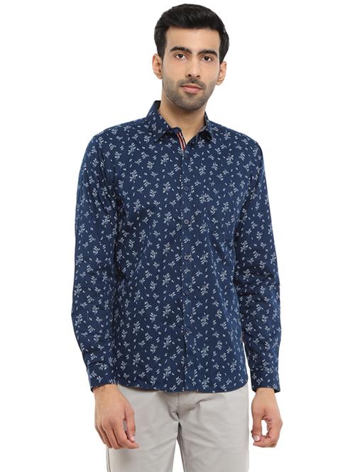 blue printed casual shirt - 19222693 - Very Small Image - 1