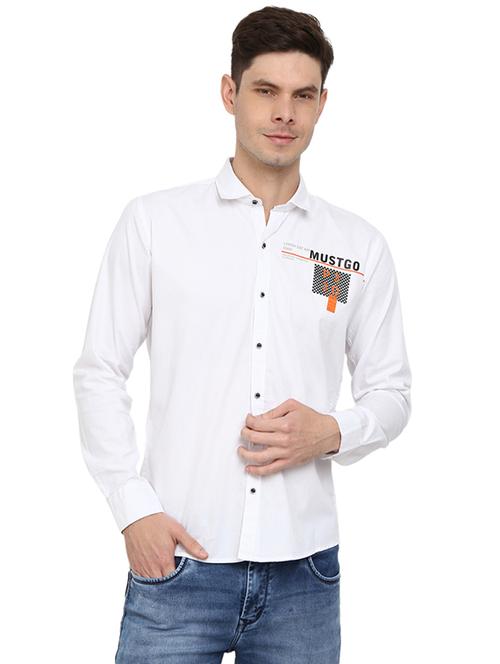 mens placement print casual shirt - 19222961 - Very Small Image - 1