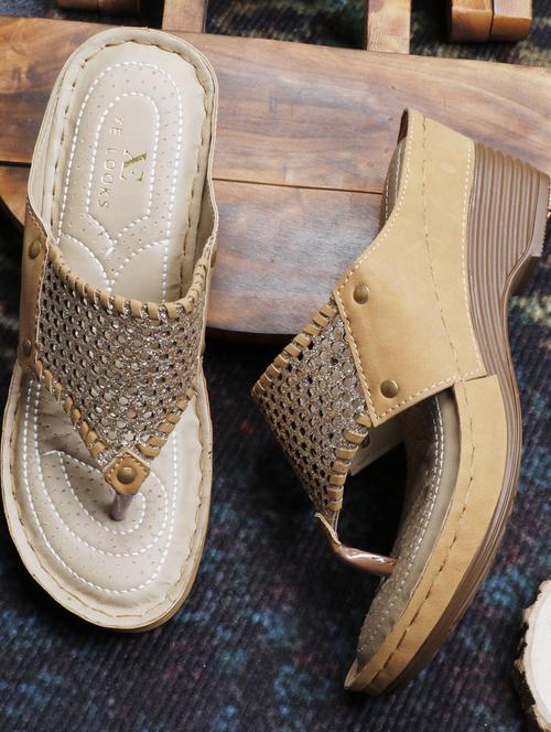 gold t-strap wedges - 19224449 - Very Small Image - 1