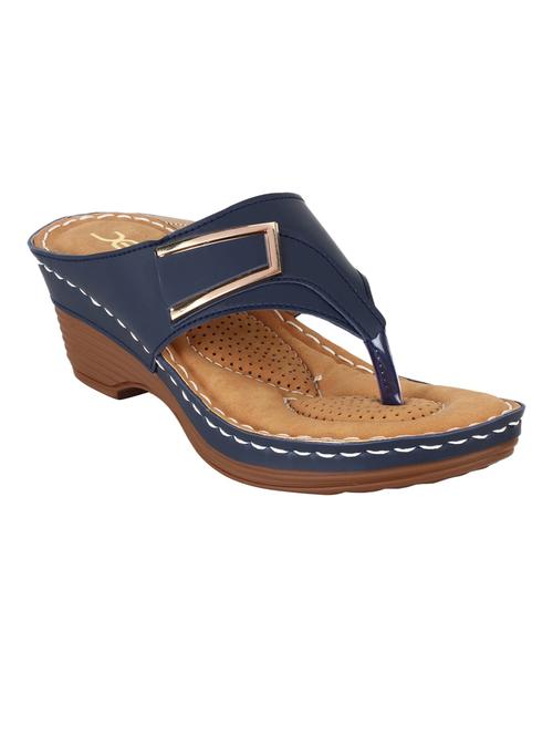 navy blue t-strap wedges - 19224503 - Very Small Image - 1