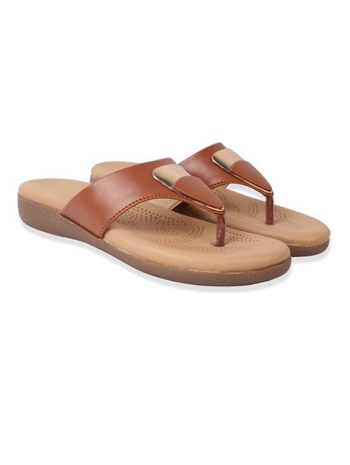 tan leatherette slip on sandals - 19224528 - Very Small Image - 1