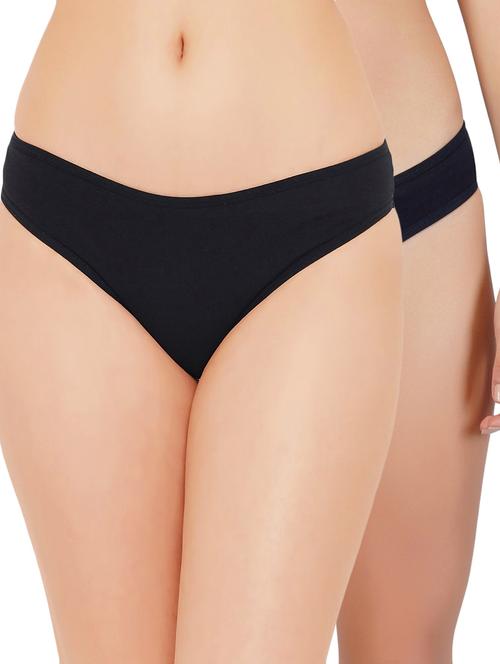 black colored solid panty combo - 19224900 - Very Small Image - 1
