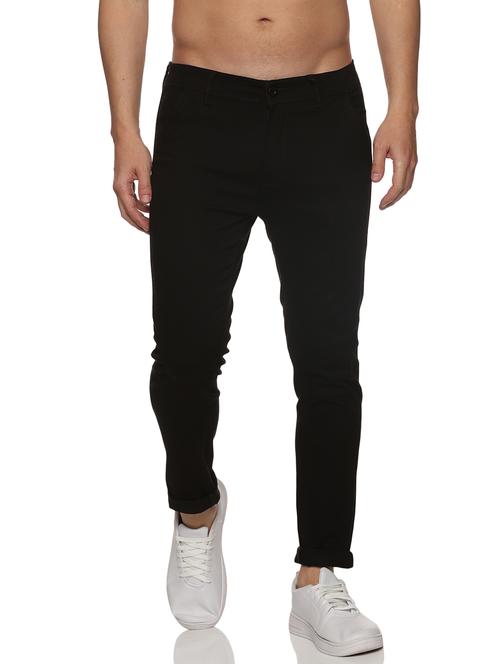 black solid casual trouser - 19225025 - Very Small Image - 1