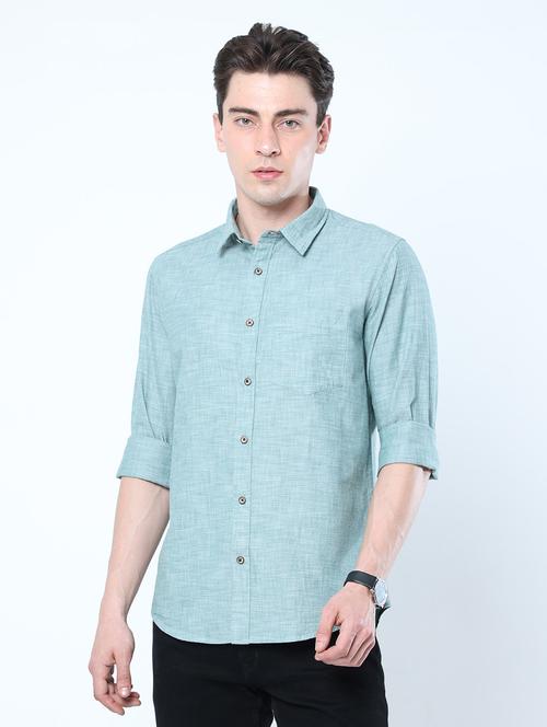 mens self design casual shirt - 19225339 - Very Small Image - 1