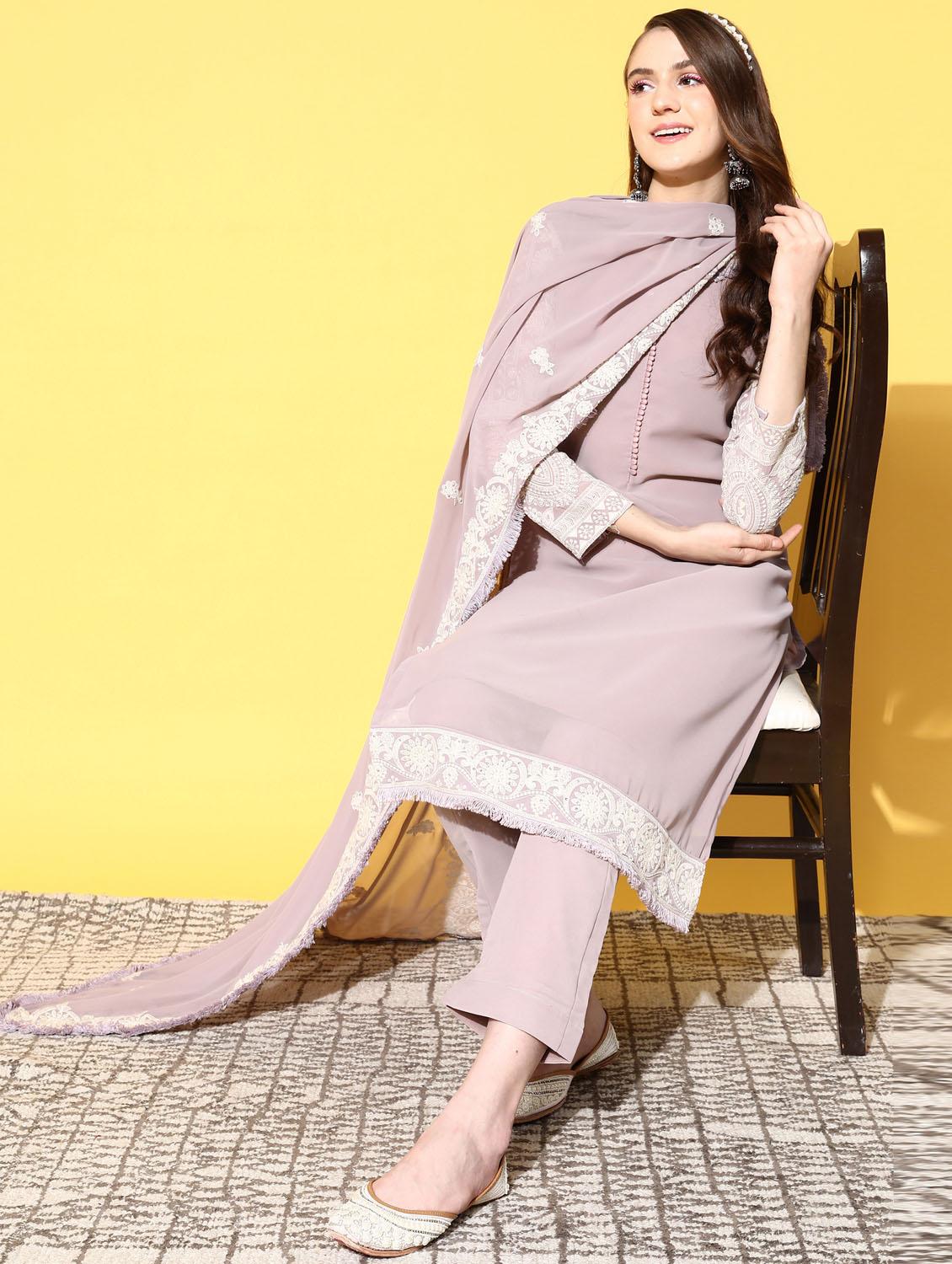 pink solid suit set with dupatta - 19225867 - Zoom Image - 3